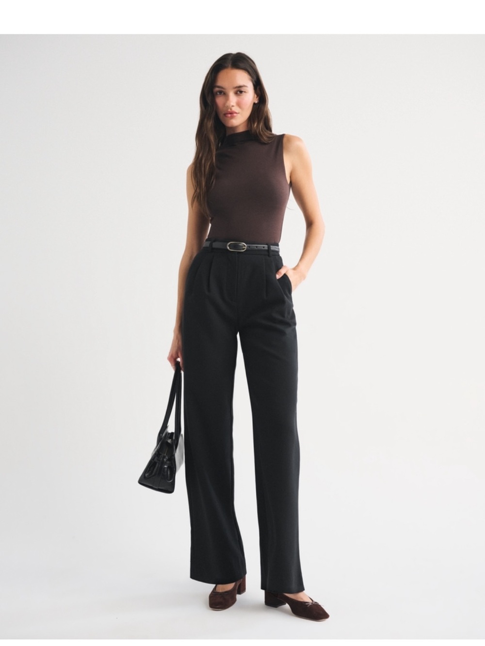 Abercrombie & Fitch Sloan Black High-Rise Wide-Leg Trousers 23 NWT - Picture 2 of 3